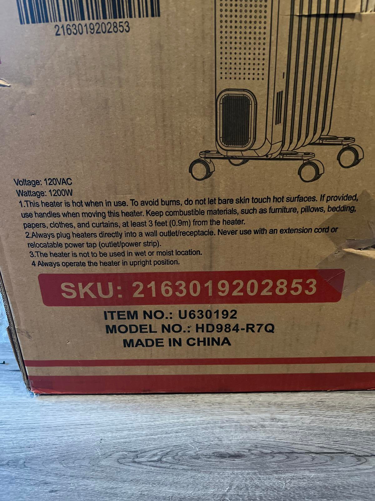 Open Box Oil Filled Radiator Heater - 1200W