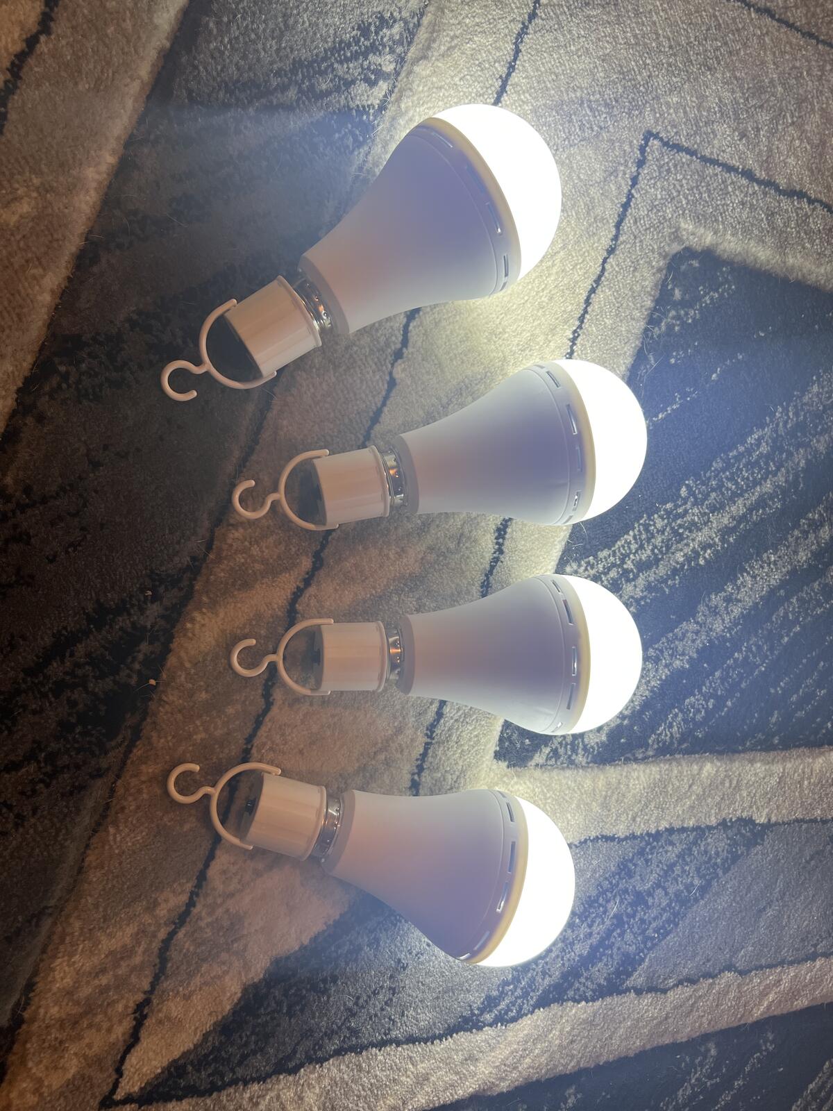Set of 4 LED Light Bulbs with Hooks - 8 Inch, Bright White