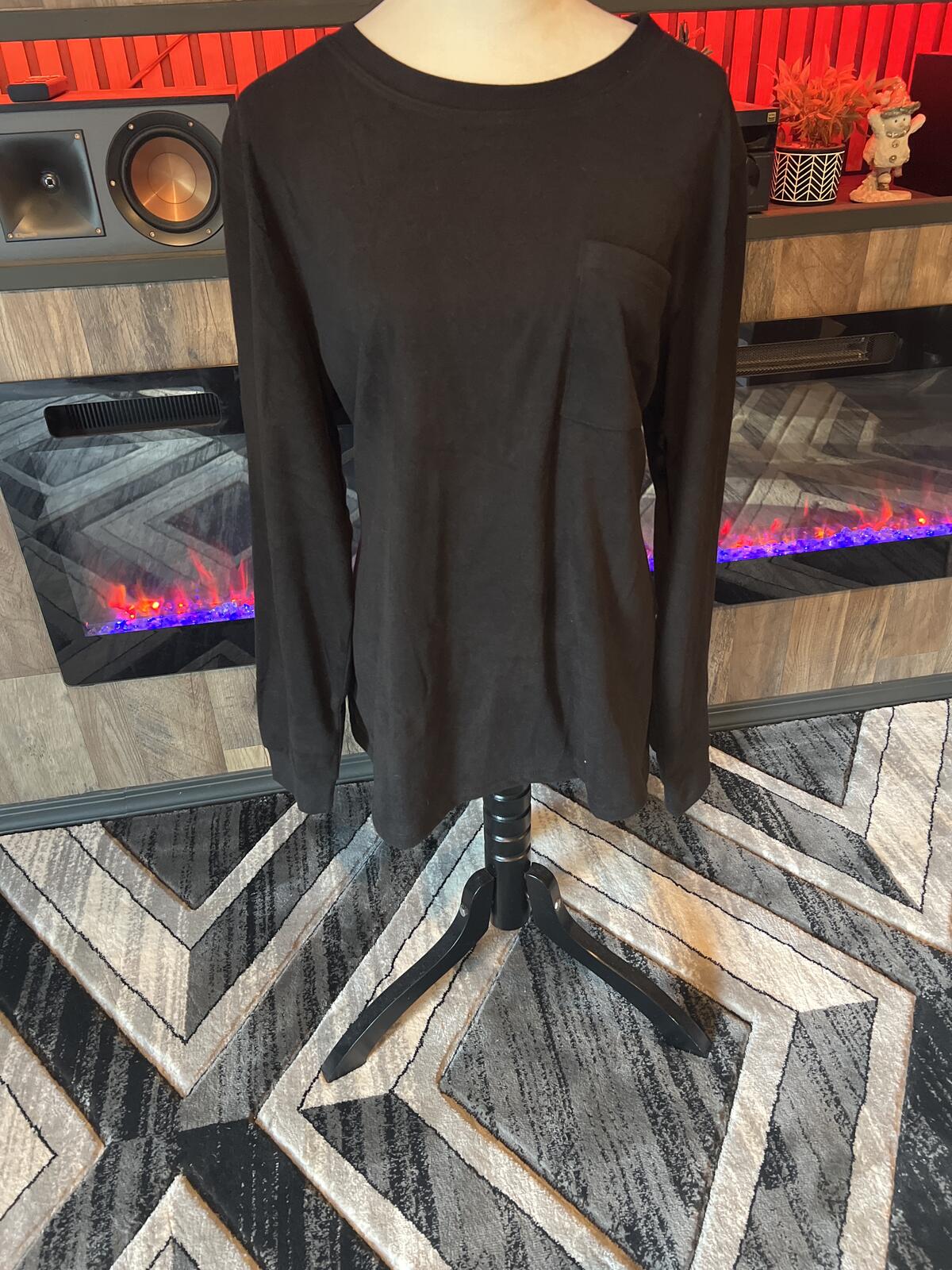 Fantaslook Black Long Sleeve Shirt Size 2XL