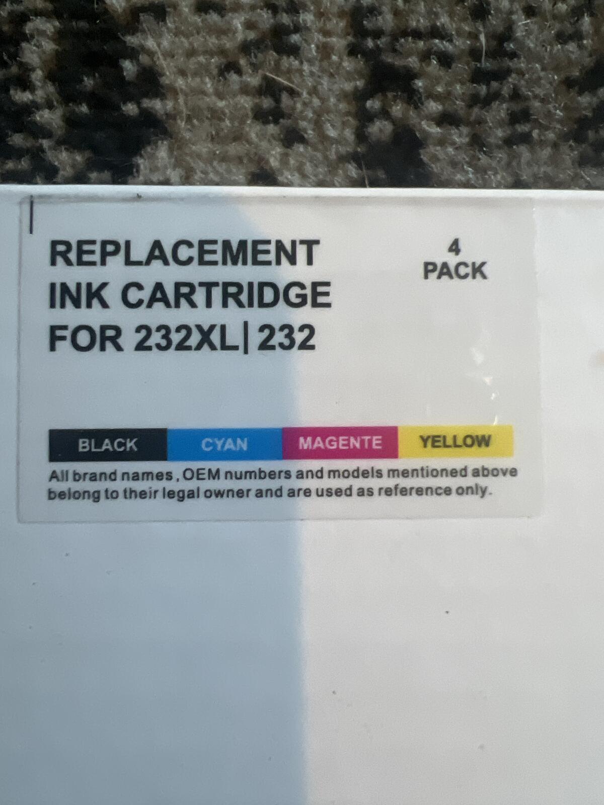 Replacement Ink Cartridge 4 Pack for 232XL/232