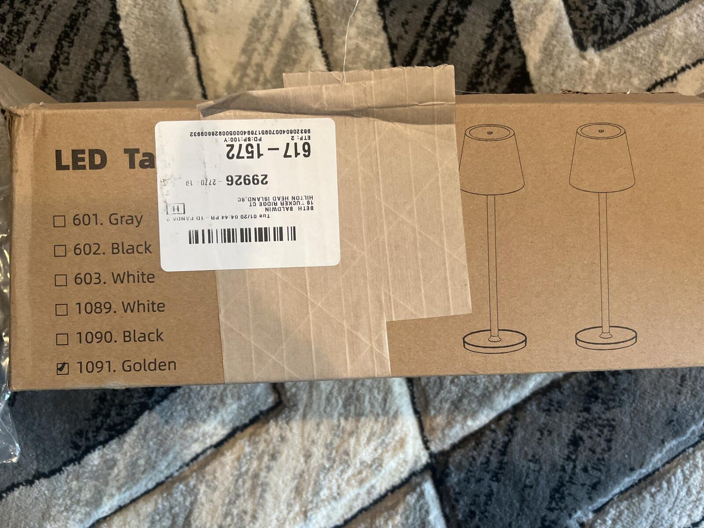 Pair of Modern Gold Tone Table Lamps with Touch On/Off