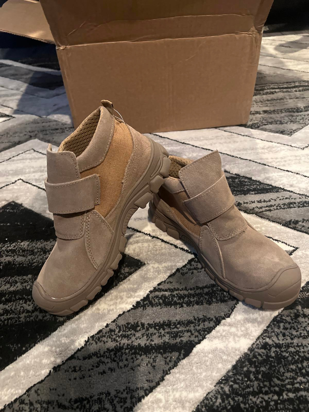 Guyisa Tan Suede Hiking Boots with Velcro Strap - Comparable to women’s size 7/8