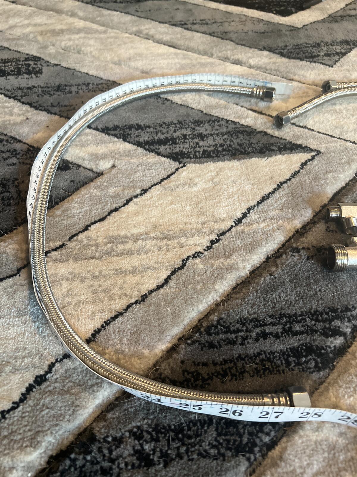 Stainless Steel Flexible Water Supply Lines with Angle Valves - Set of 2