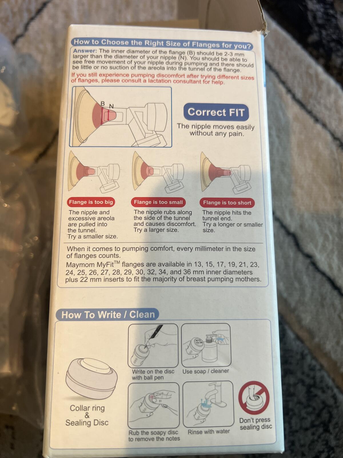 maymom MyFit Flange Kit Compatible with Spectra Pumps and Philips Avent Flanges