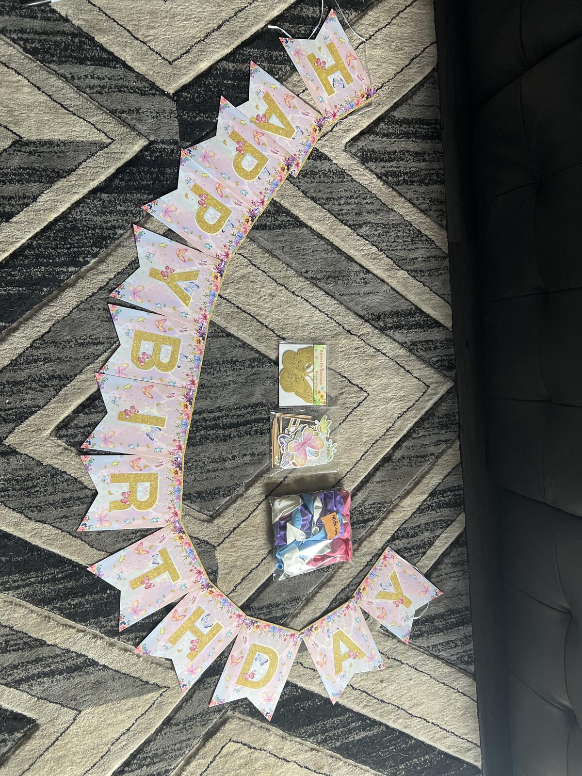 Birthday Party Decoration Set with Butterfly Stickers and Toppers