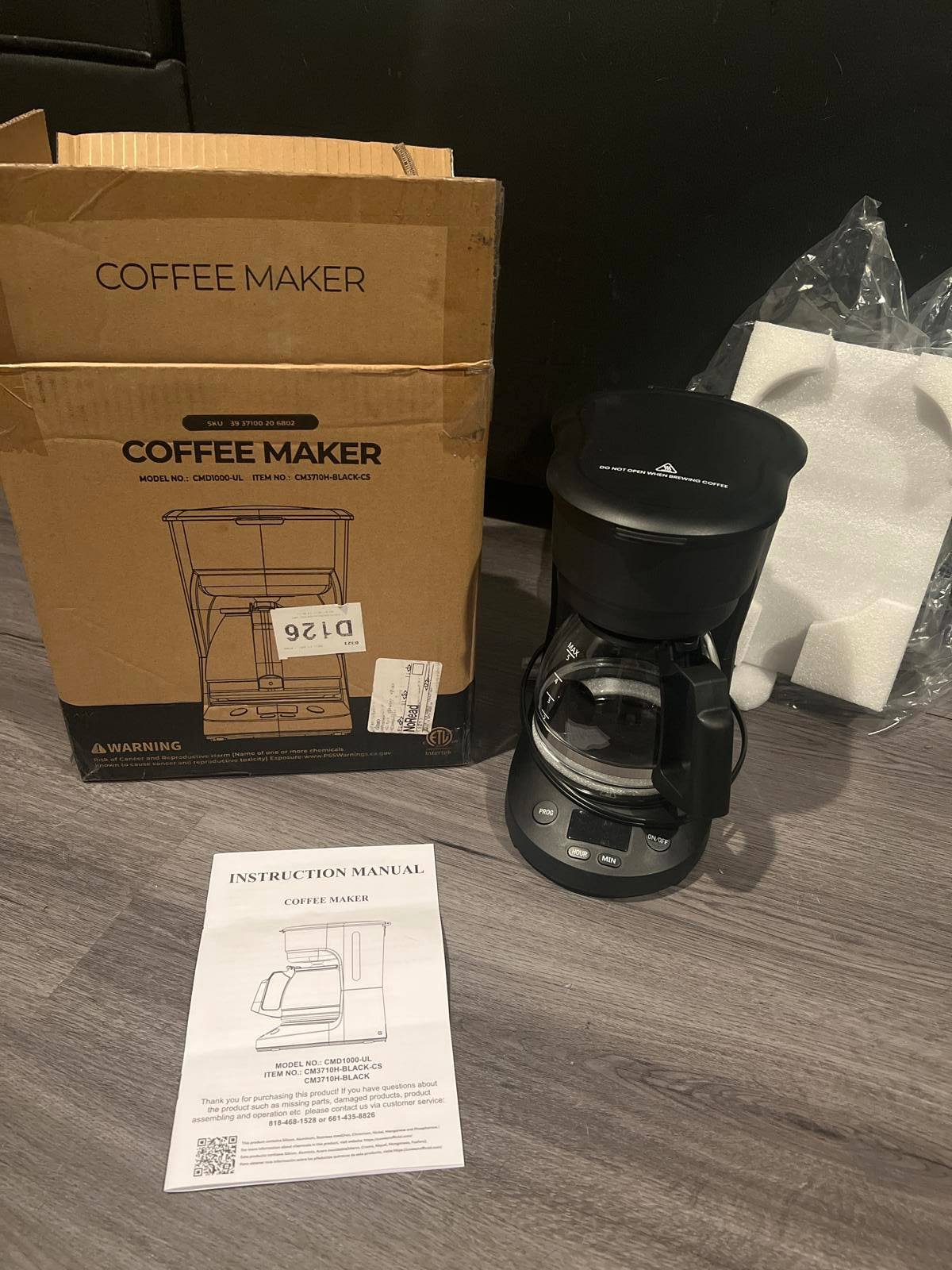 Compact 5 Cup (25 OZ) Drip Coffee Maker with Glass Carafe & Digital Controls