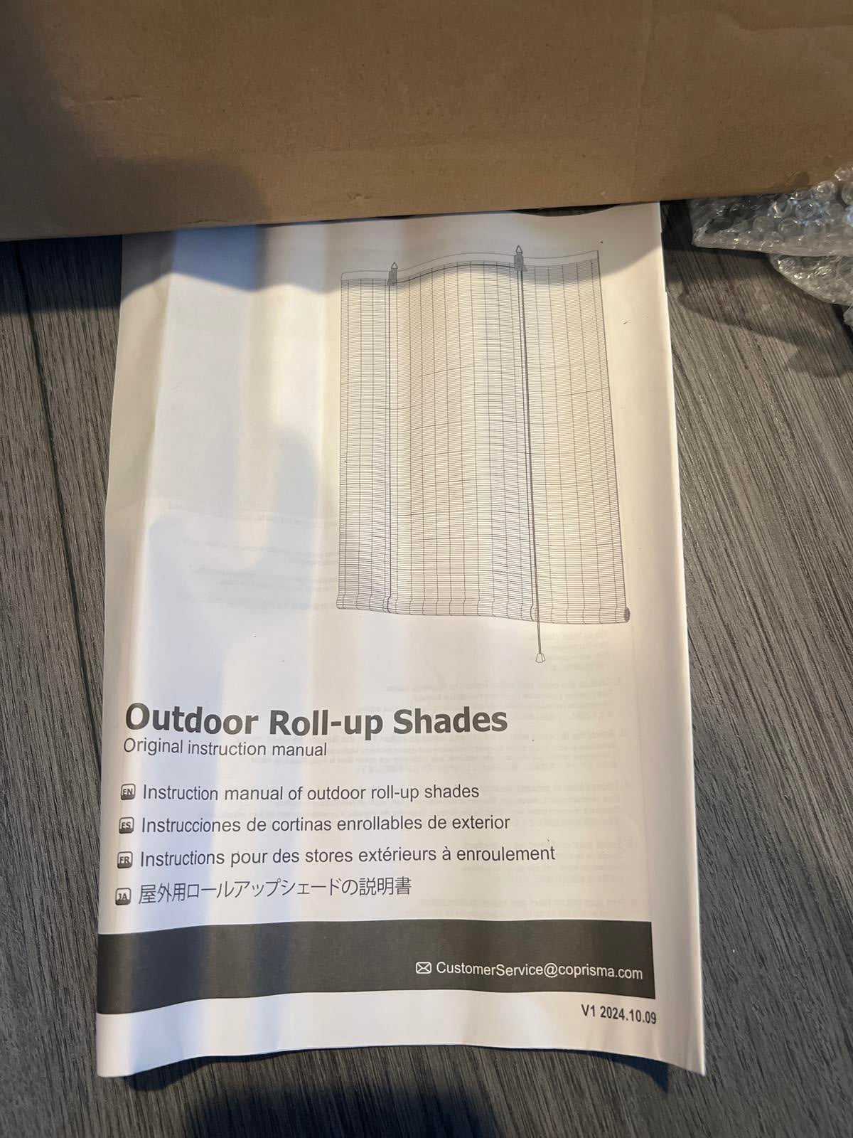 Outdoor Rollup Shades for Patio - 32"W x 72"H Brown