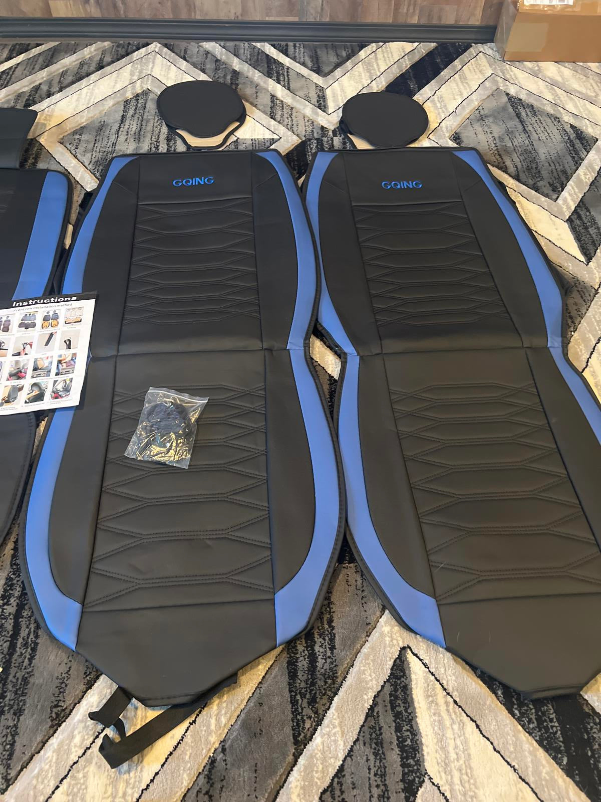 GQING Black and Blue Car Seat Covers - Full Set