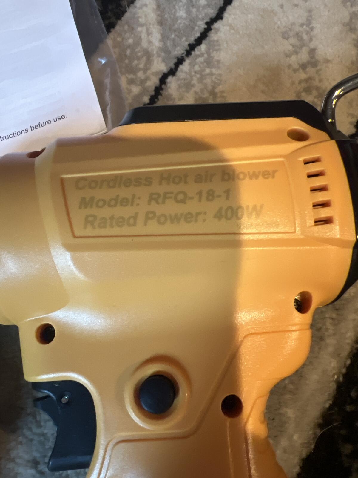 Cordless Heat Gun RFQ-18-1 400W with Multiple Nozzles