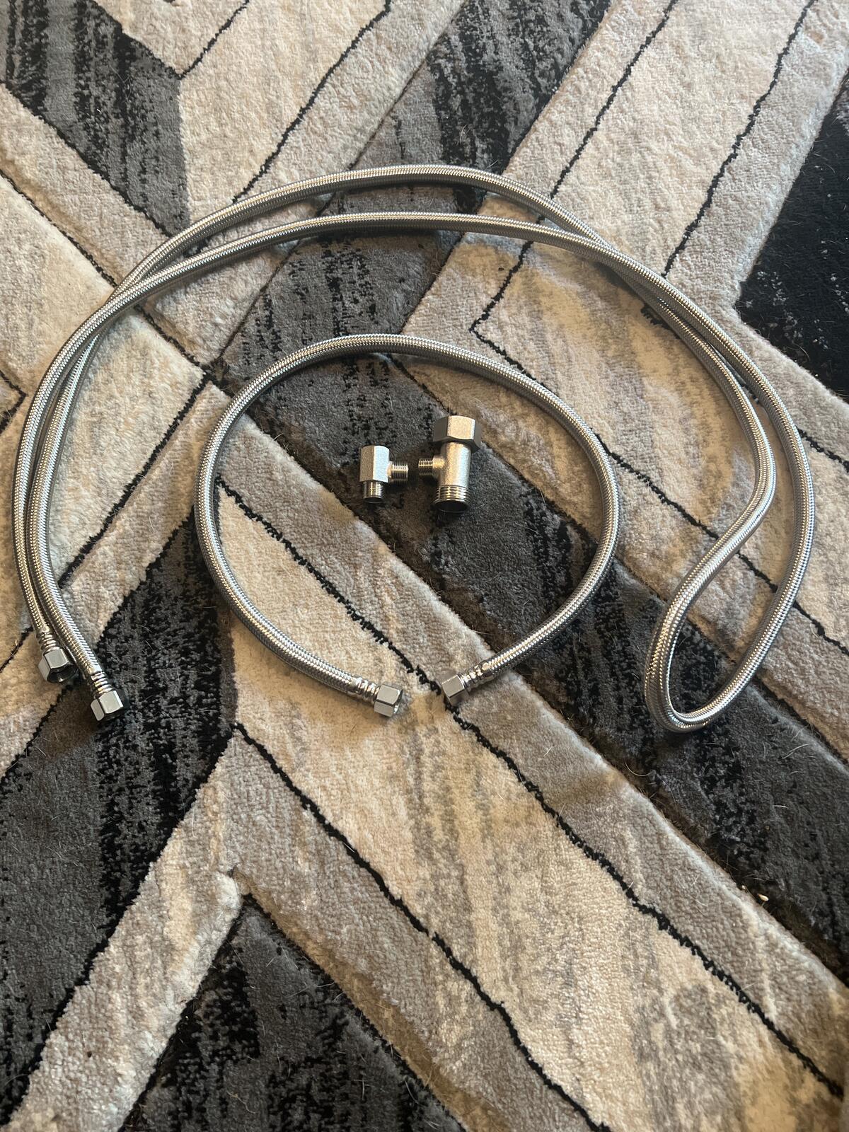 Stainless Steel Flexible Water Supply Lines with Angle Valves - Set of 2