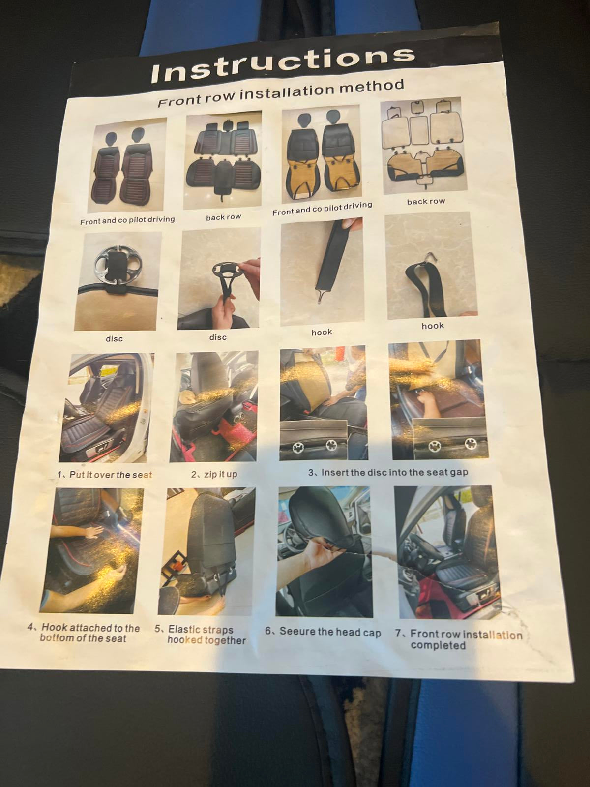 GQING Black and Blue Car Seat Covers - Full Set