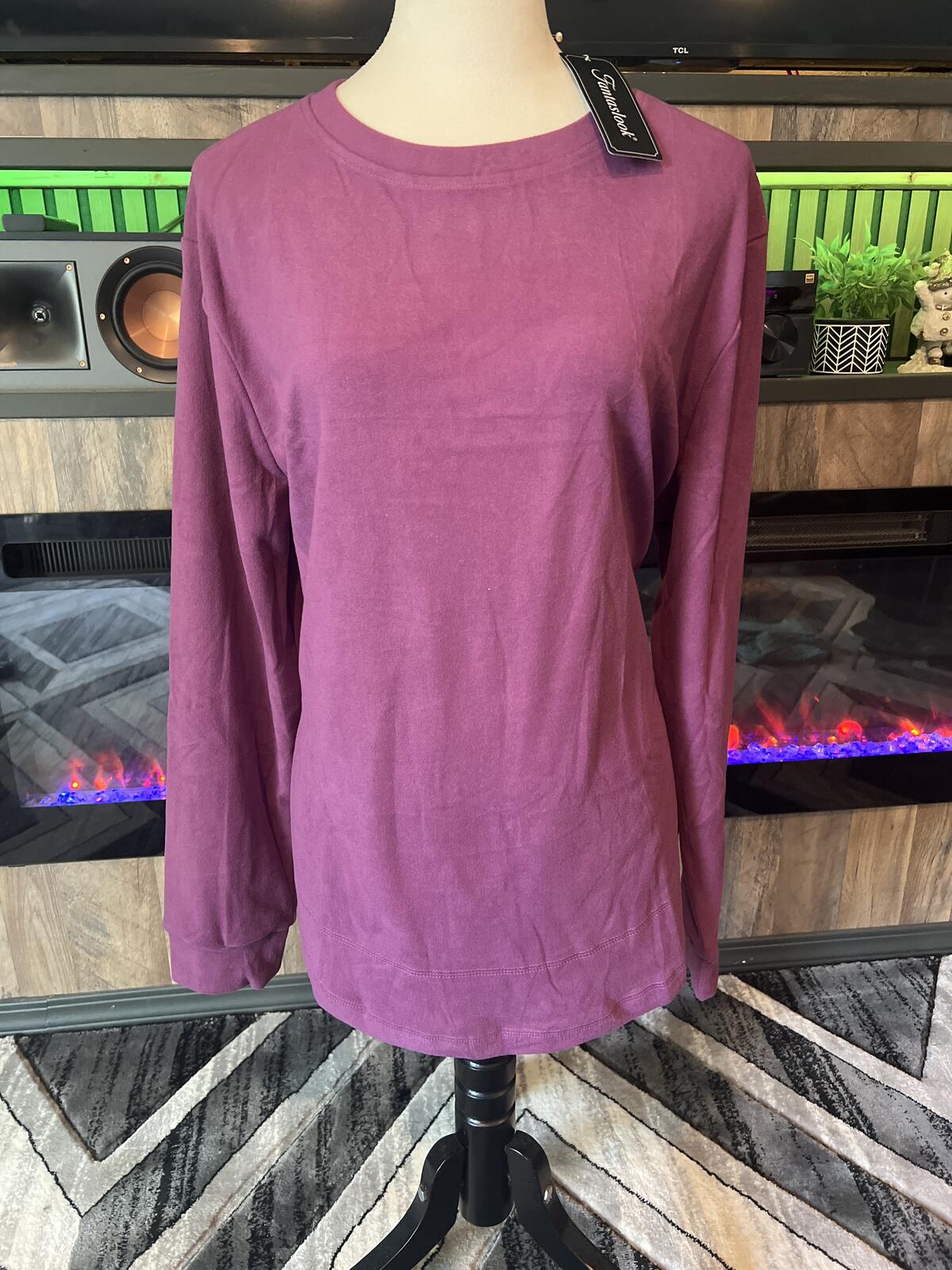 Fantaslook Purple Long Sleeve Shirt Size L