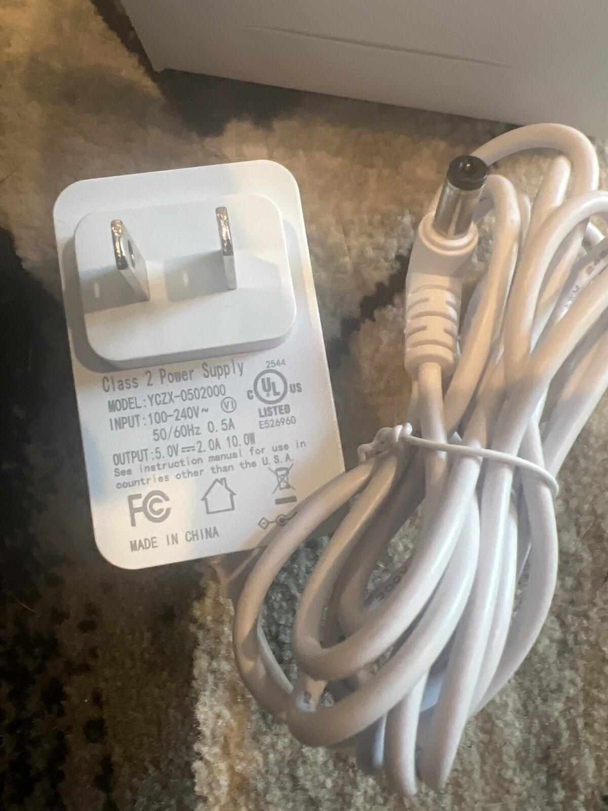 White Power Supply Adapter Charger with 5.0V Output