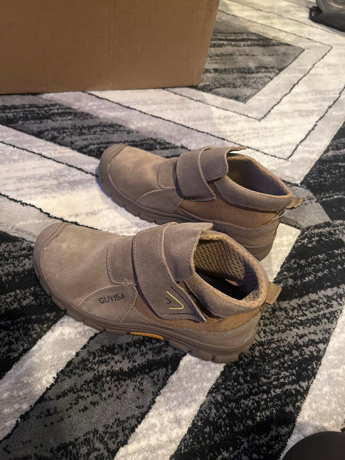 Guyisa Tan Suede Hiking Boots with Velcro Strap - Comparable to women’s size 7/8