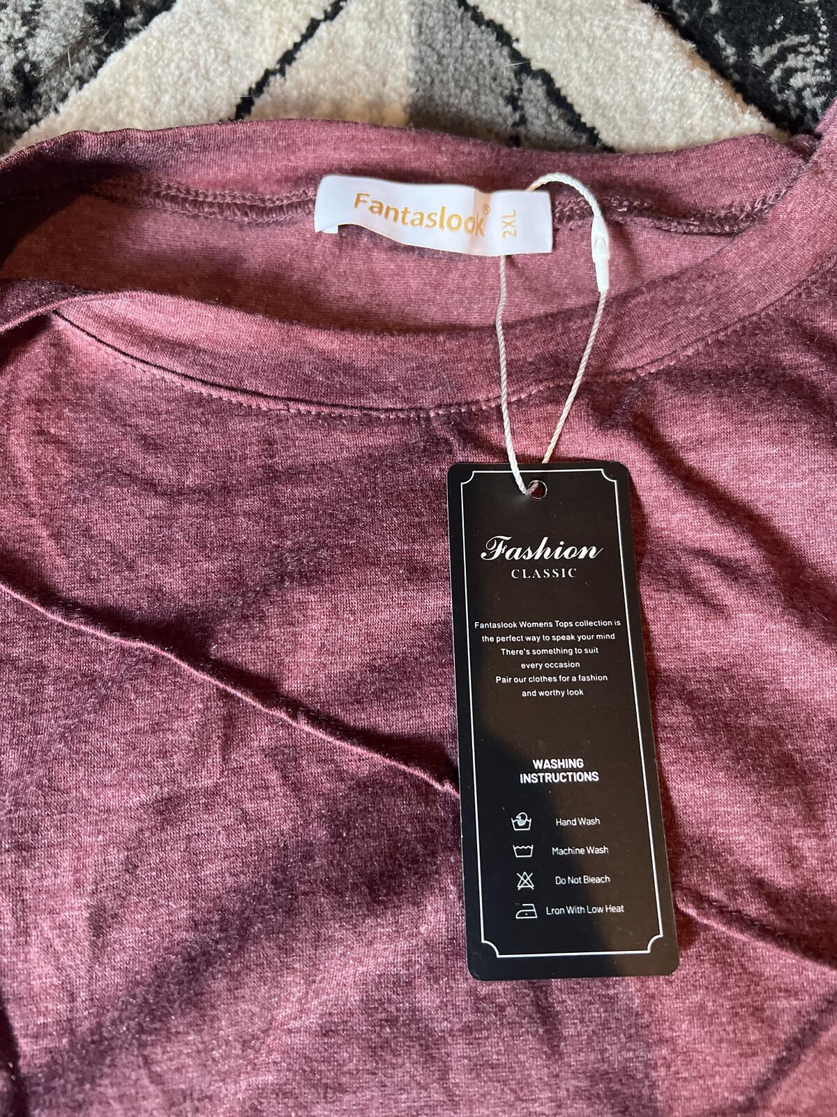 Fantaslook Women's Long Sleeve Top Size 2X Burgundy
