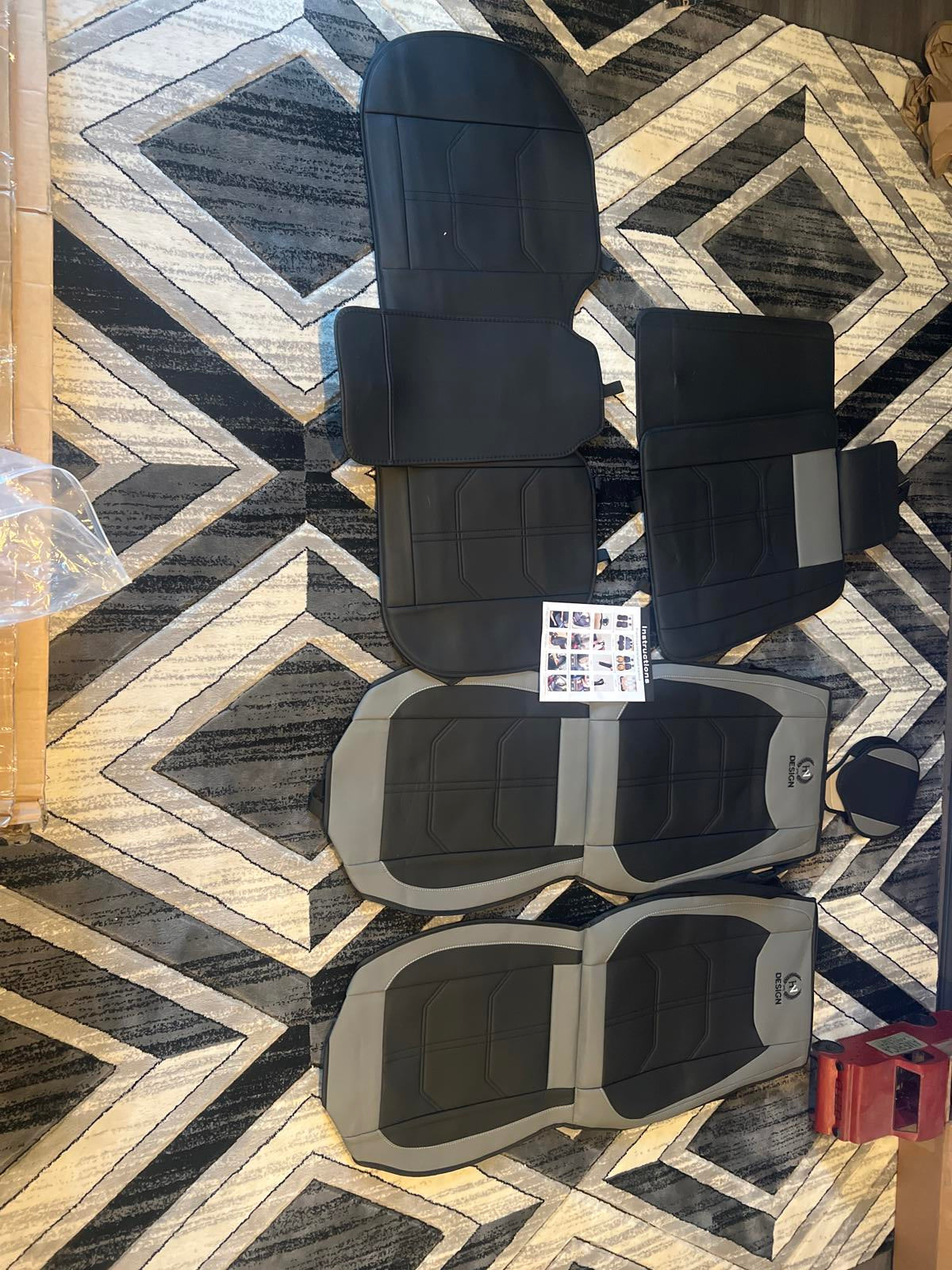 Universal Black and Gray Car Seat Covers - Front and Rear Set missing peices