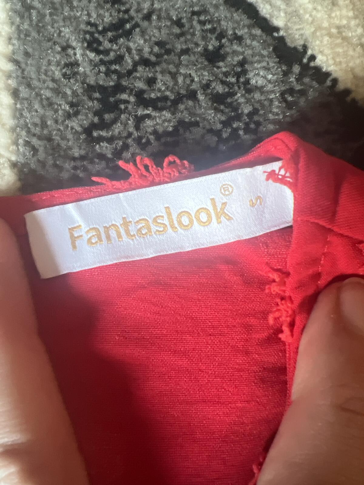 Fantaslook Red Textured Long Sleeve Top, Size Small