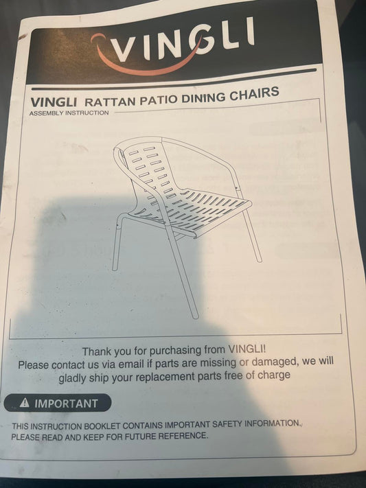 VINGLI Rattan Patio Dining Chairs - Set of 2 - Brown