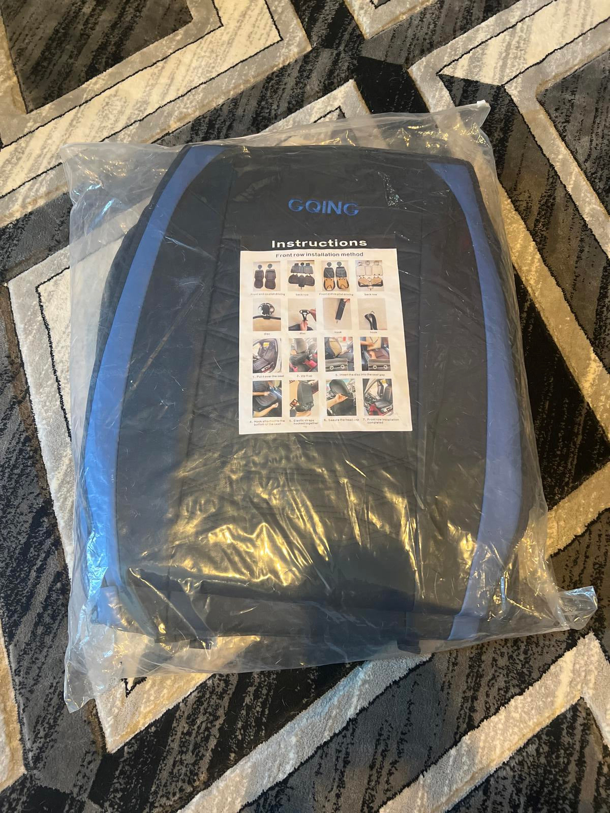 GQING Black and Blue Car Seat Covers - Full Set