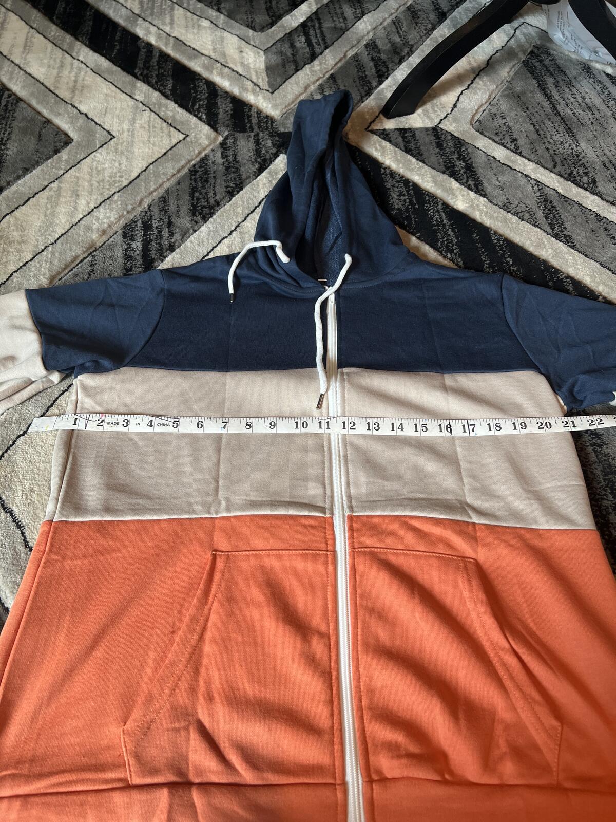Color Block Zip-Up Hoodie Jacket Size Large