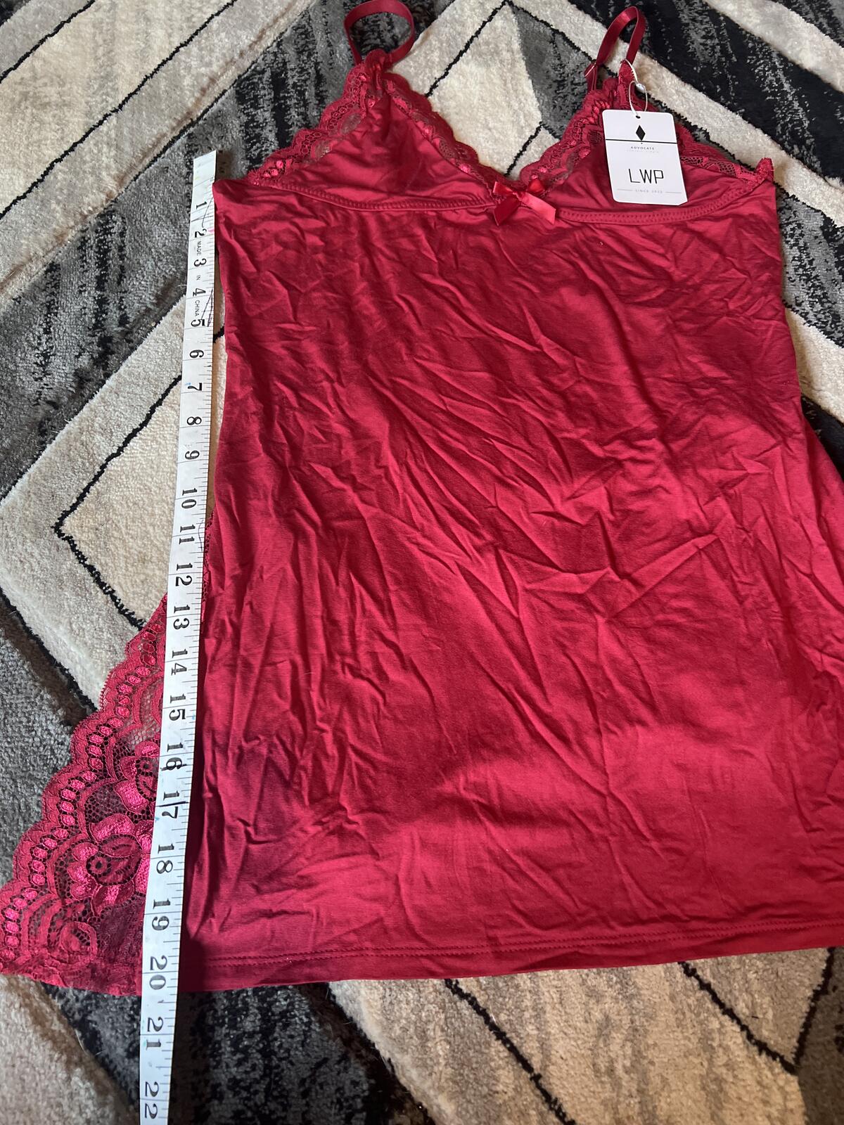 LWP Red Lace Trim Chemise Nightgown