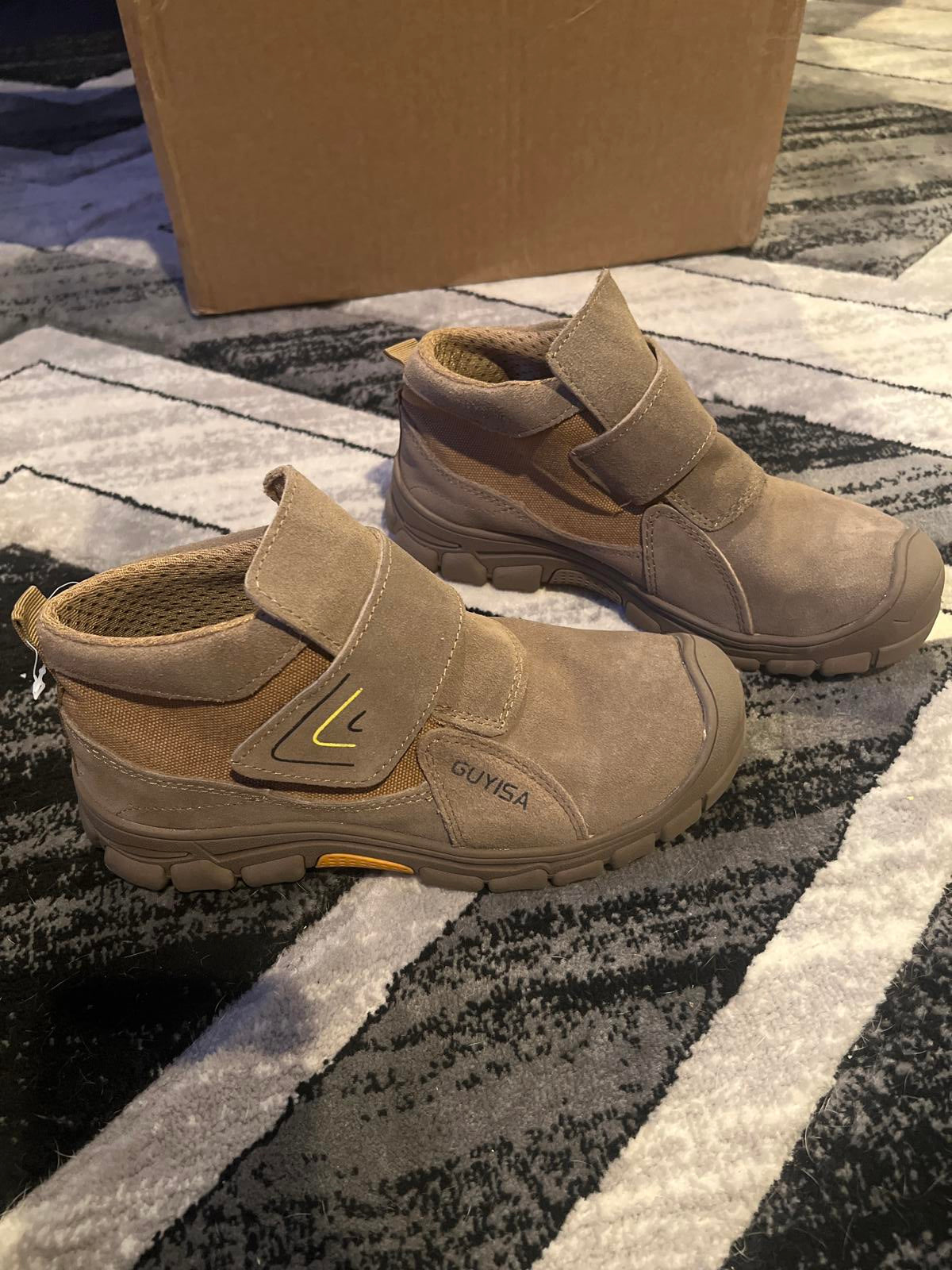 Guyisa Tan Suede Hiking Boots with Velcro Strap - Comparable to women’s size 7/8