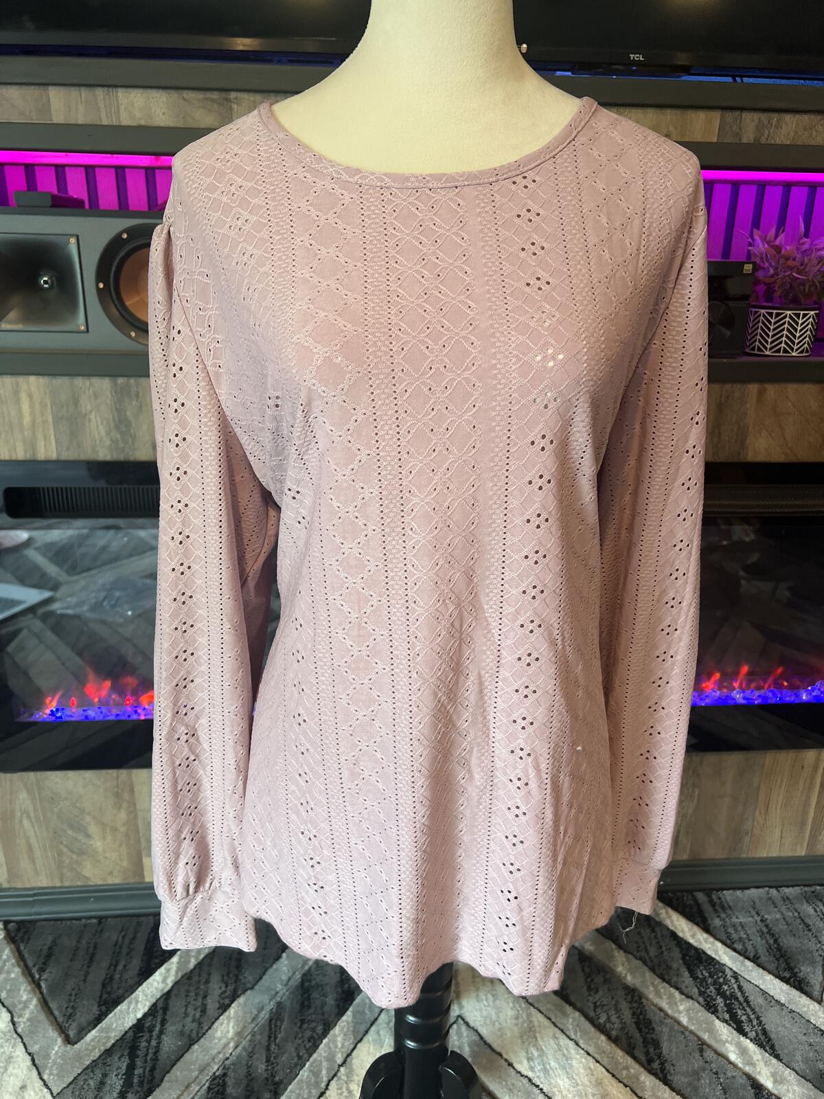Fantaslook Women's 2XL Pink Long Sleeve Knit Top