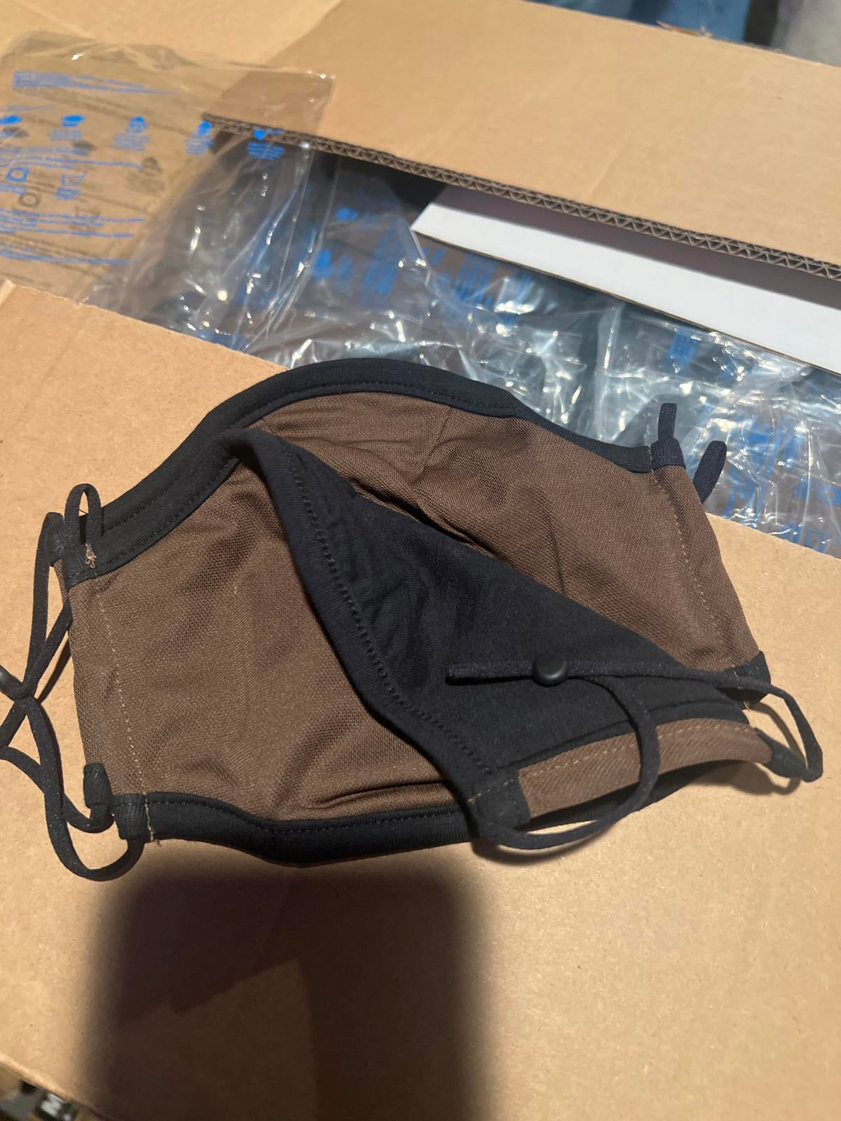 Reusable Non Medical Brown & Black Face Mask with Adjustable Ear Loops -200 pack