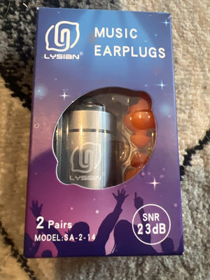 Lysian Music Earplugs Model SA-2-14 - 2 Pairs, 23dB Noise Reduction