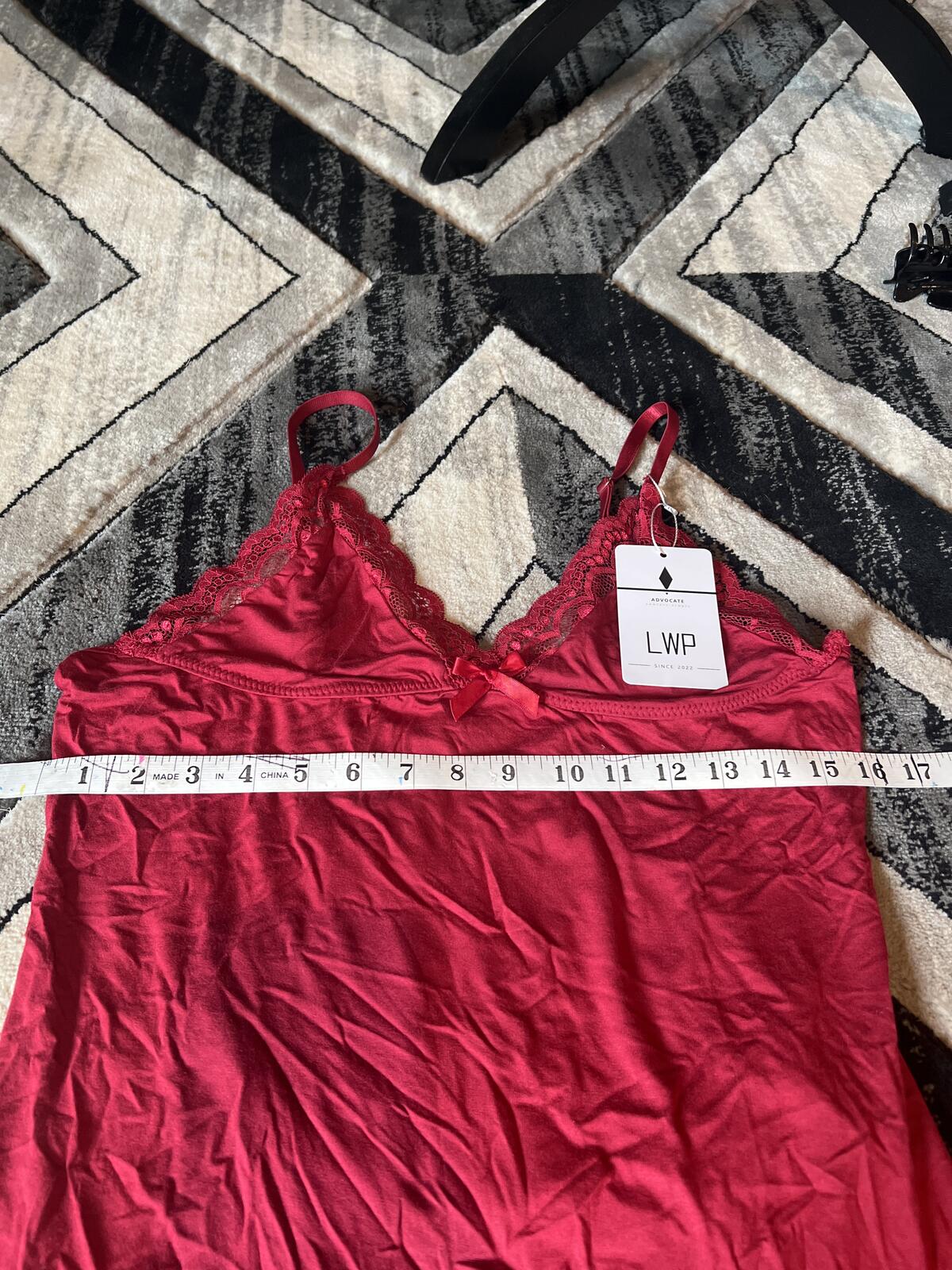 LWP Red Lace Trim Chemise Nightgown
