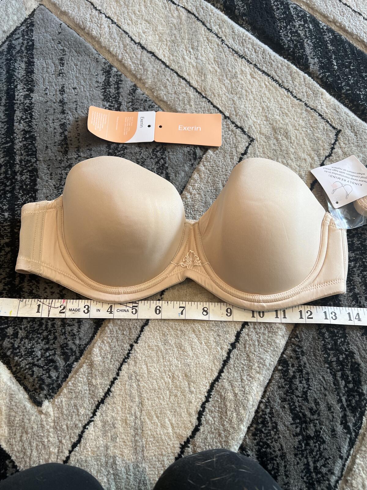 Exerin Strapless Nude Bra with Embroidered Detail - Size 36C