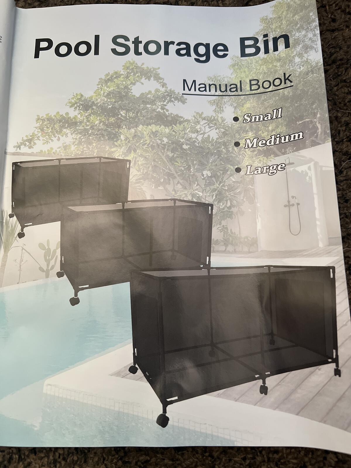 Medium Pool Storage Bin / Outdoor Mesh Storage Cart with Wheels