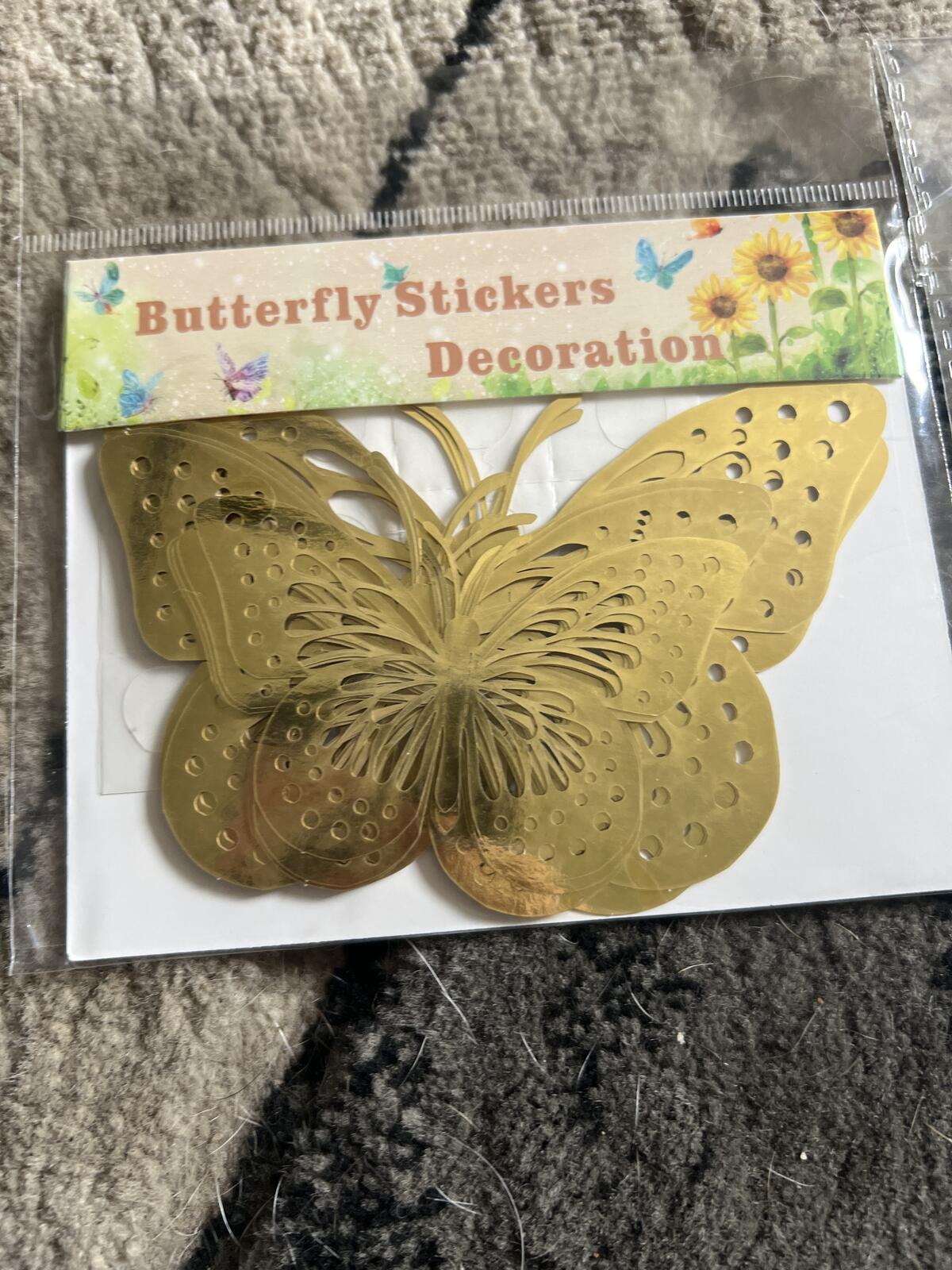 Birthday Party Decoration Set with Butterfly Stickers and Toppers