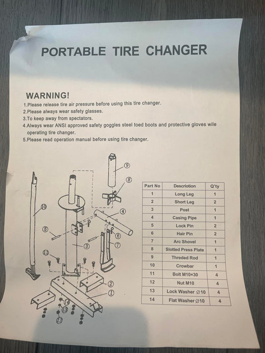 Tuffion Portable Tire Changer - Open Box