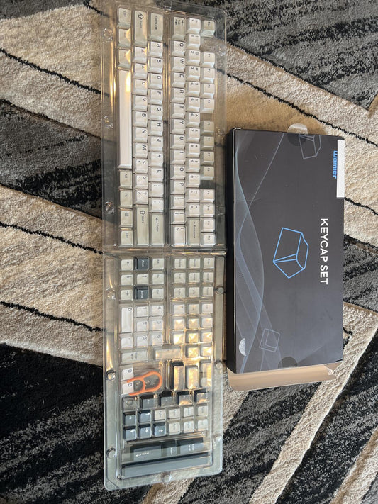 Womier Keycap Set for Mechanical Keyboards - White and Gray