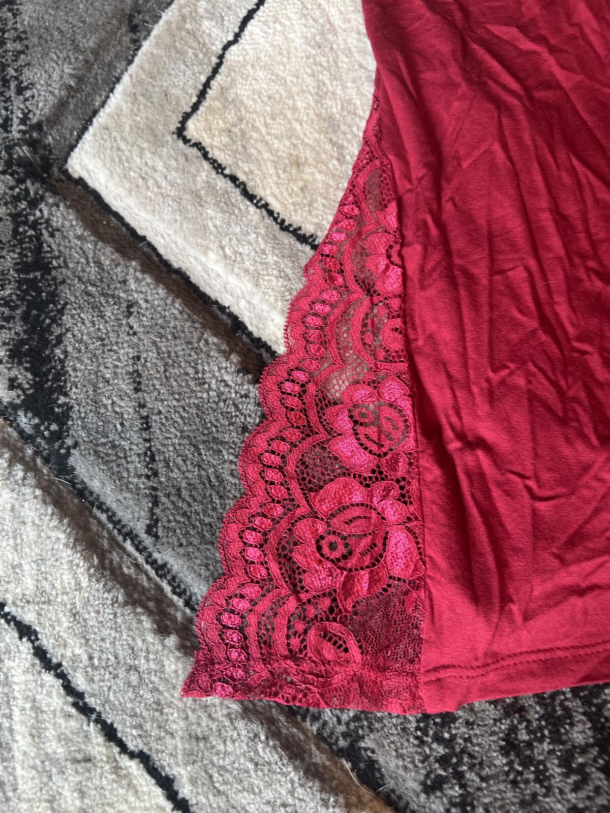 LWP Red Lace Trim Chemise Nightgown