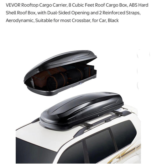 VEVOR 8 Cubic Feet Rooftop Cargo Carrier with Dual-Sided Opening and Reinforced